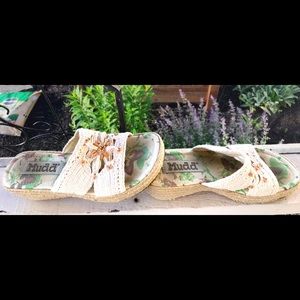 Unique macramé beaded slip on summer sandal